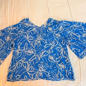 JODIFL Blue and White Abstract Blouse